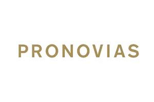 A gold colored logo for pronovias.